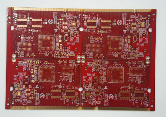 Guter Preis FR4 Tg135 1,0 mm 6 Schicht starres PCB mit ENIG Gold Finger 40U'' Rot Soldermaske und Oberflächenveredelung Online